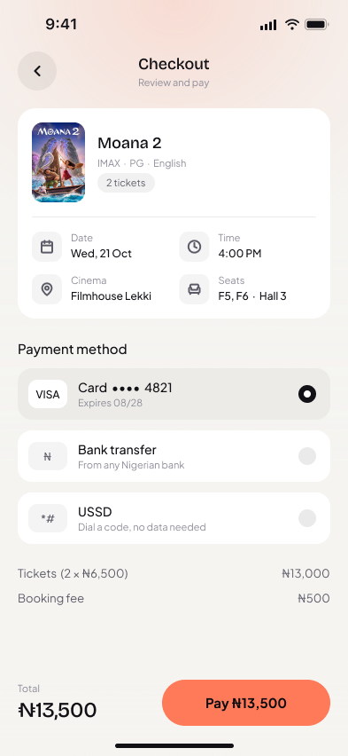 Cineva checkout screen, light mode